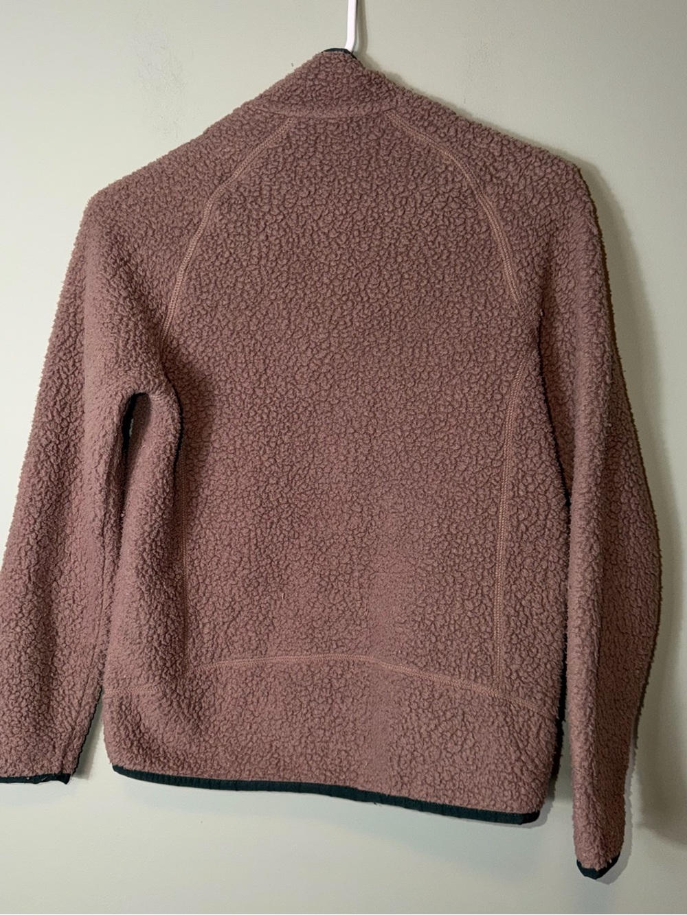 Patagonia Kids Brown Sherpa Fleece Jacket Green Trim Large 13 - Picture 5 of 7